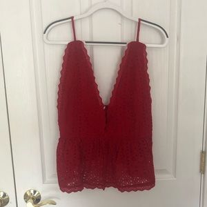 Red Lace Crop Top